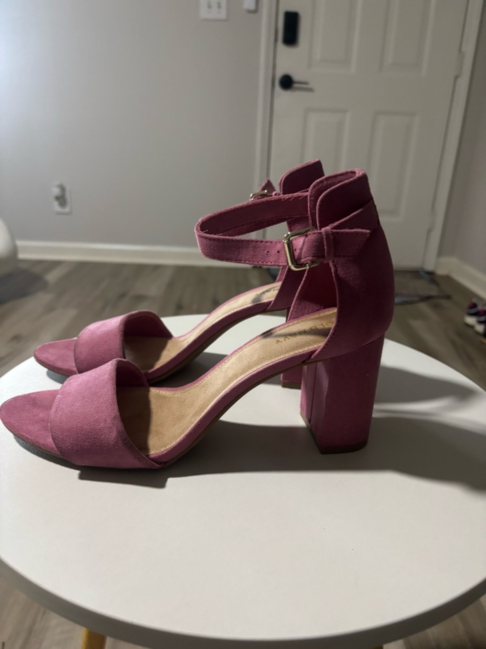 Old Navy Mauve Ankle-Strap Block Heel Sandals